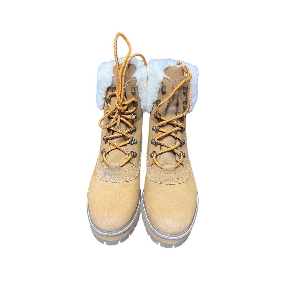 Timberland Tan Lace Up Boots with White Fur - Picture 5 of 7